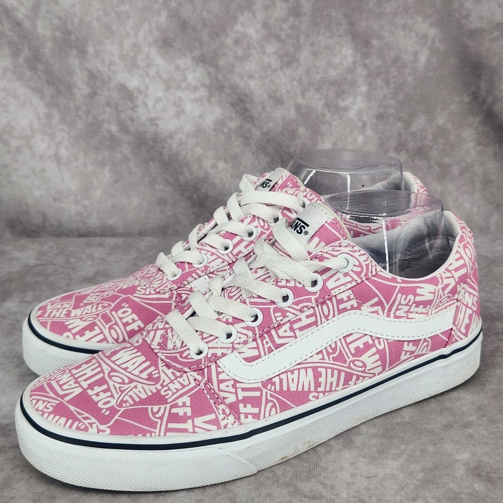 Vans Off The Wall Repeat Womens Skate  Sneaker Shoes Size 9.5 Pink/White Low Top
